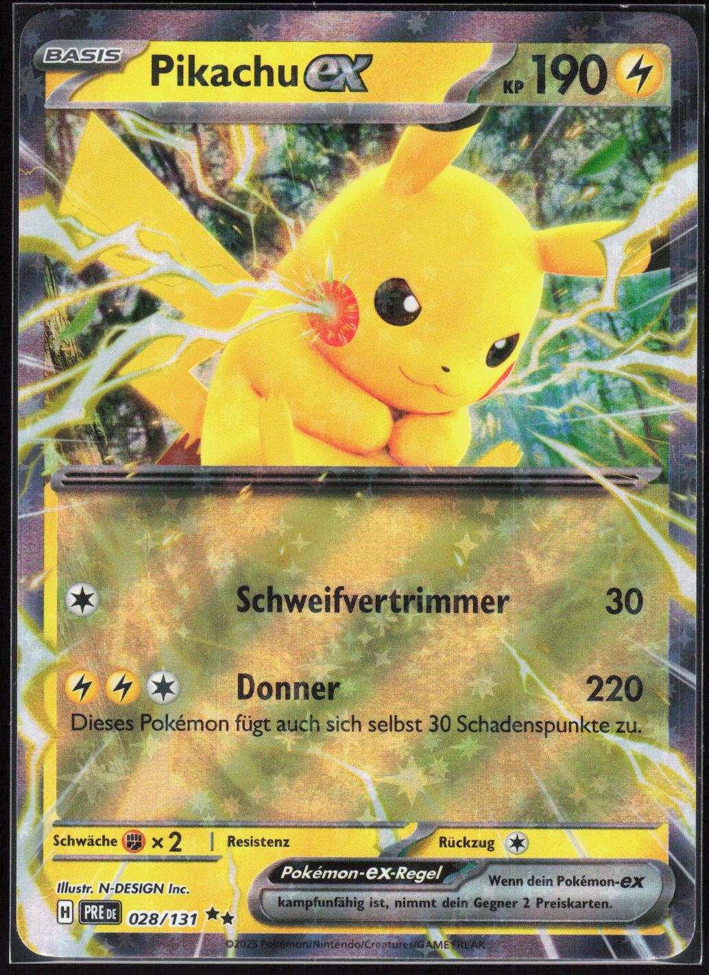 Pokemon Pikachu-ex Prismatische Entwicklungen 028 NM Doppelselten Holo
