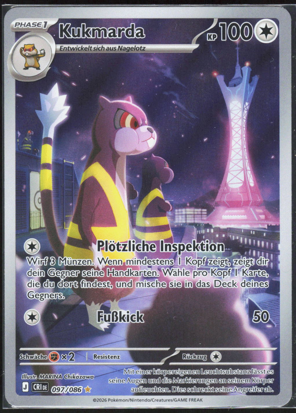 Pokemon TCG Kukmarda Wachsendes Chaos 097 NM Selten, Illustration