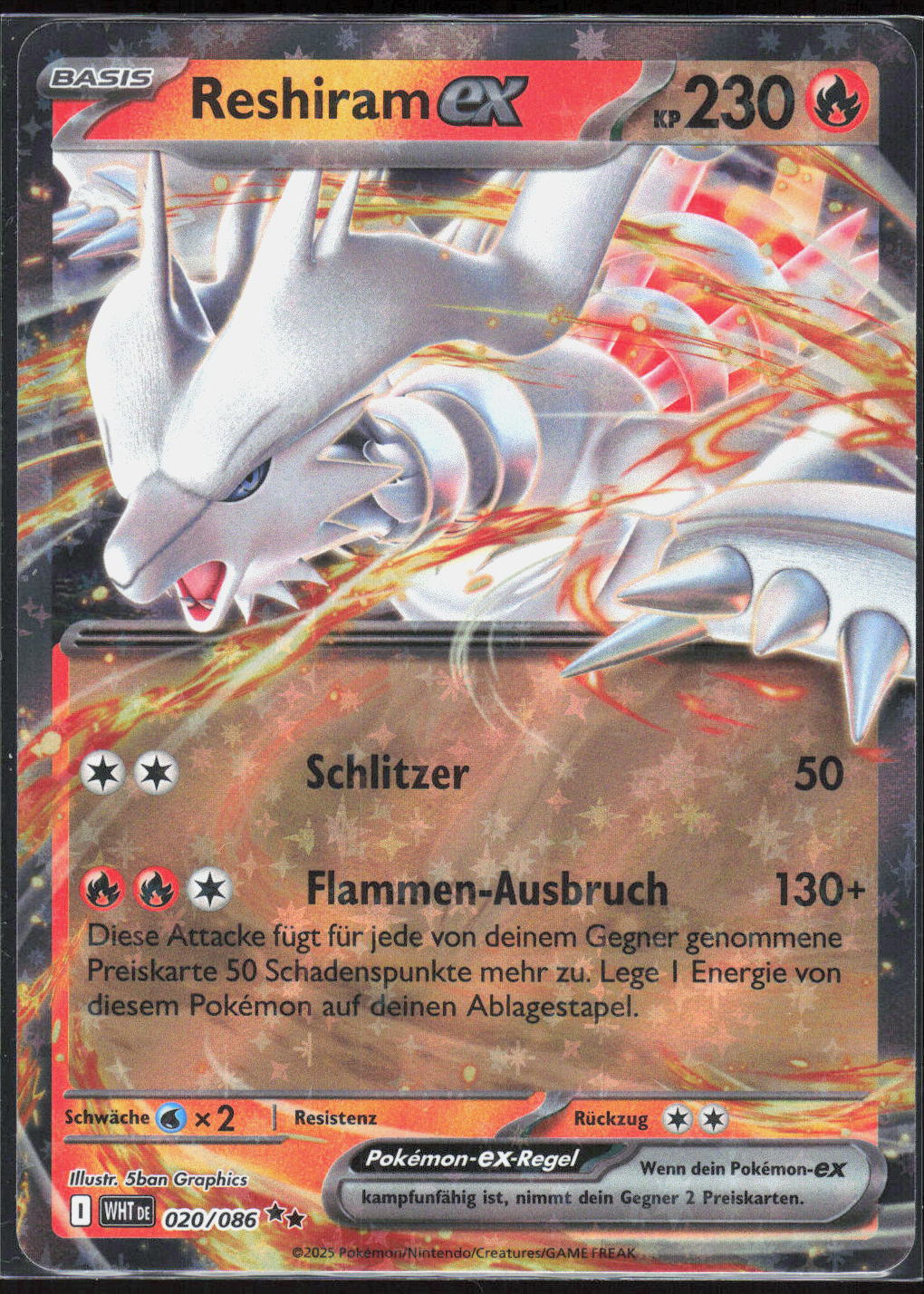 Pokemon TCG Reshiram-ex Weiße Flammen 020 NM Doppelselten